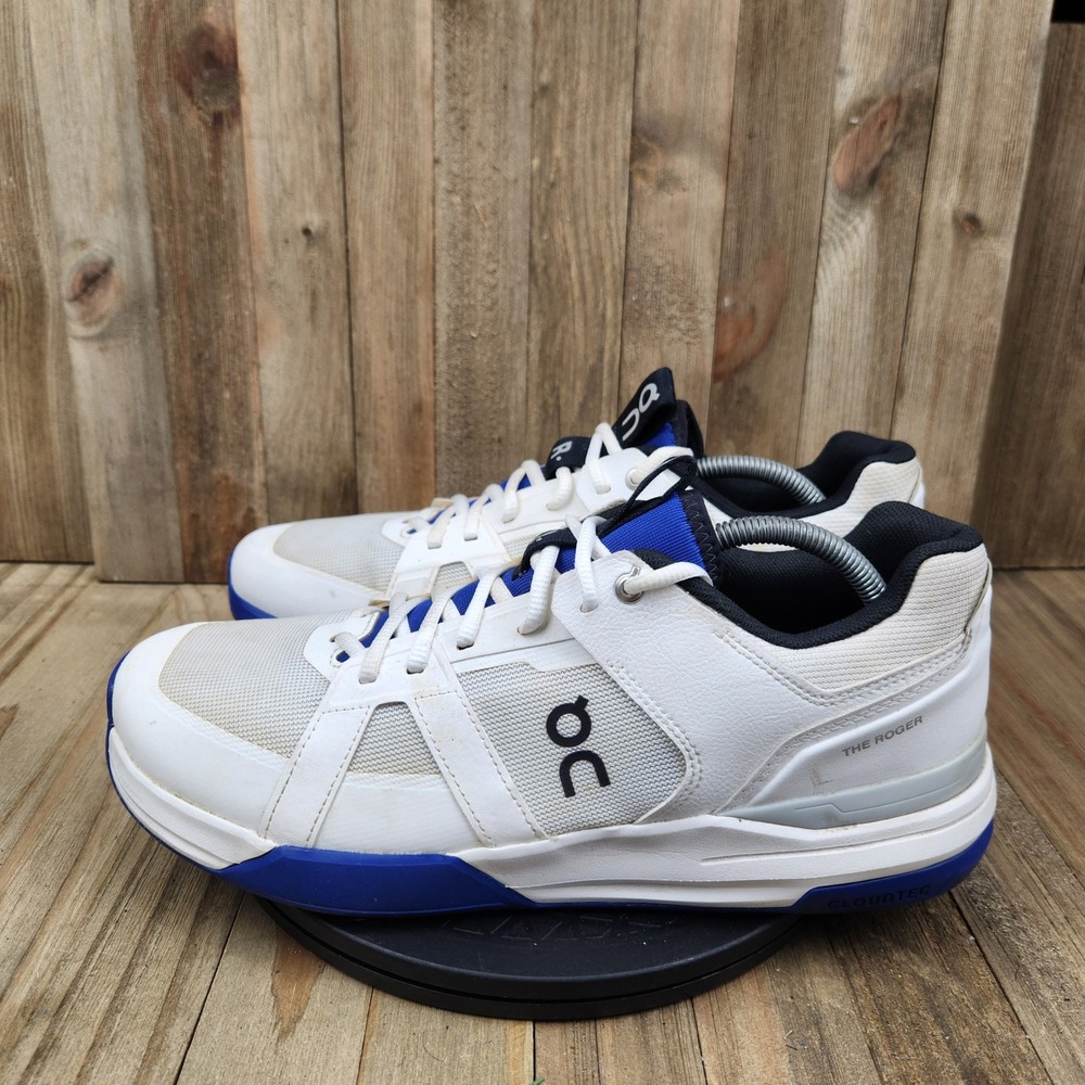 On Running The Roger Mens size 11.5 US 46 EU Clubhouse White Blue Tennis Shoes